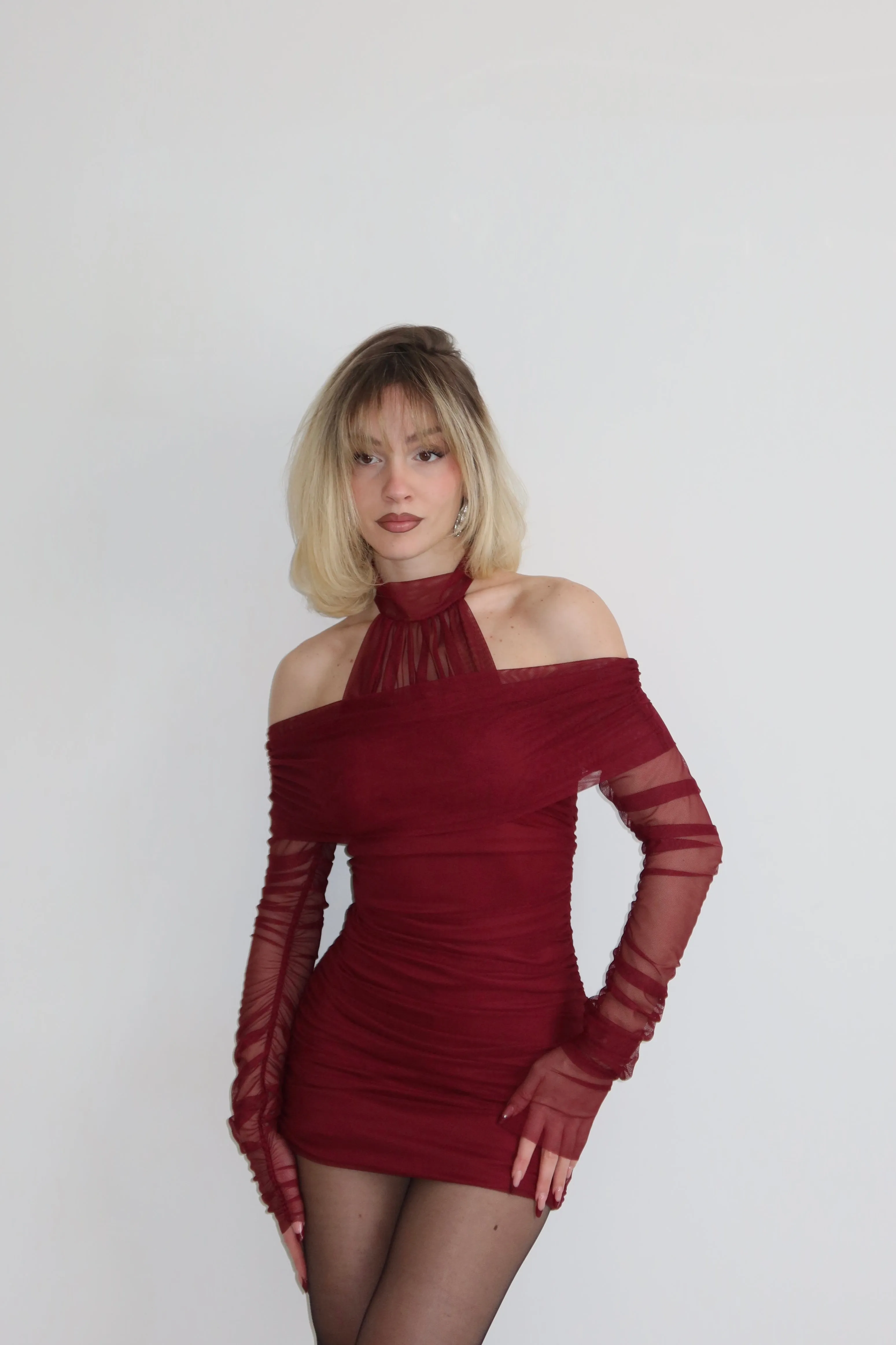 Dress PRINCESS VEIL bordeaux