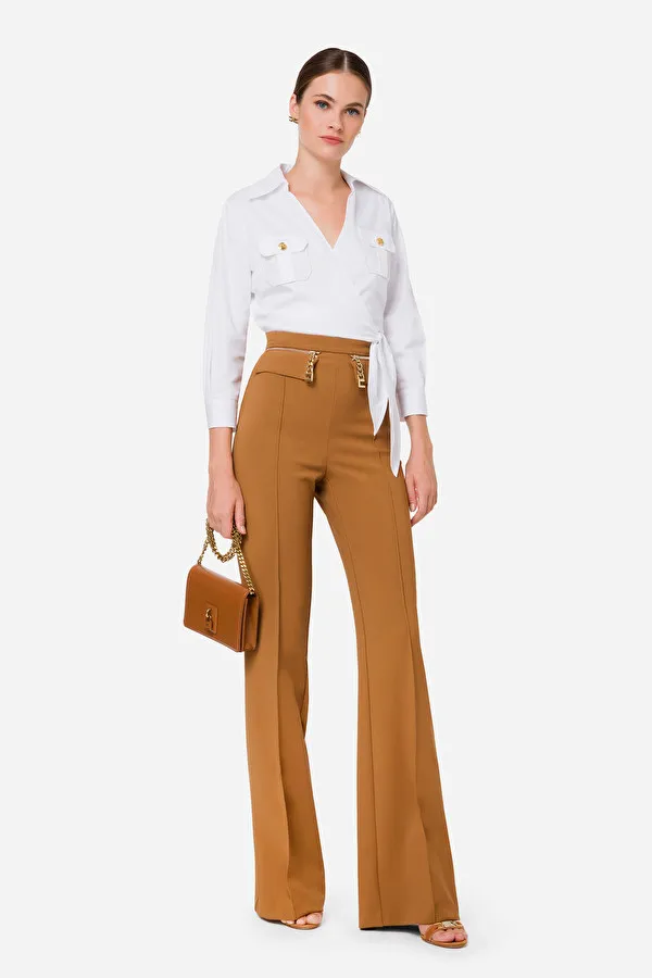 ELISABETTA FRANCHI Camicia incrociata safari con tasca