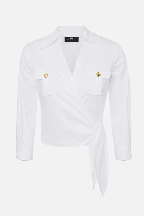 ELISABETTA FRANCHI Camicia incrociata safari con tasca
