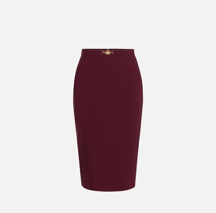 ELISABETTA FRANCHI GO04446E2 Gonna midi in crêpe stretch con morsetto