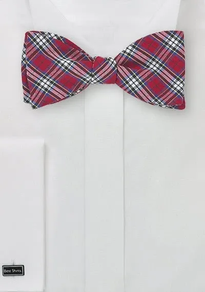 Farfallino quadri bianco rosso