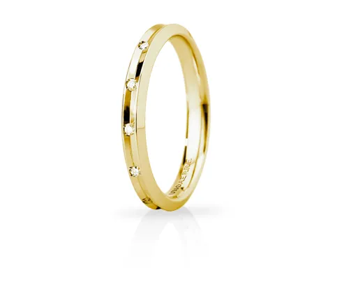 Fede Nuziale Unoaerre modello Corona Slim in oro giallo 18kt con 8 diamanti