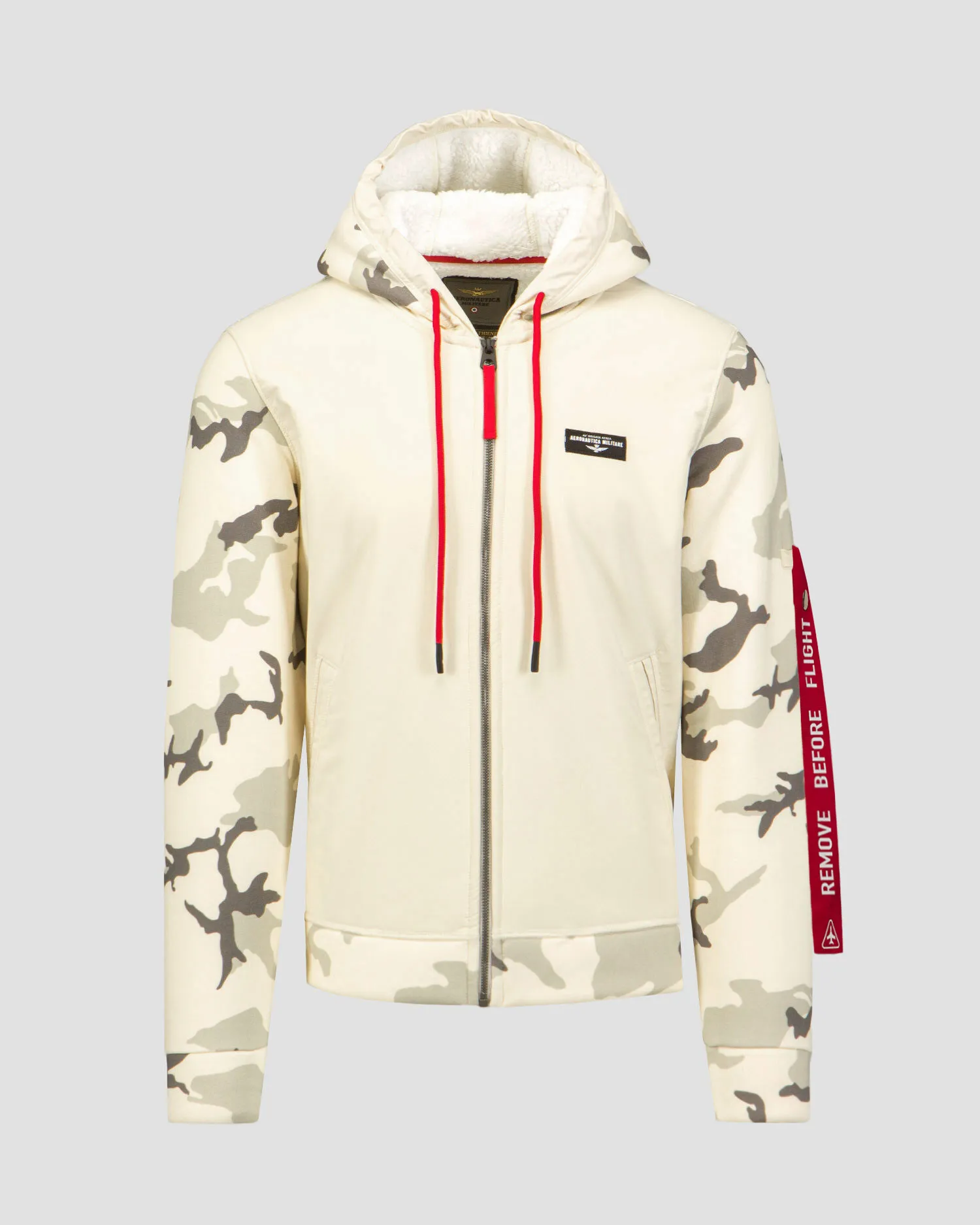 Felpa beige da uomo con cappuccio Aeronautica Militare 232af461f529-94409