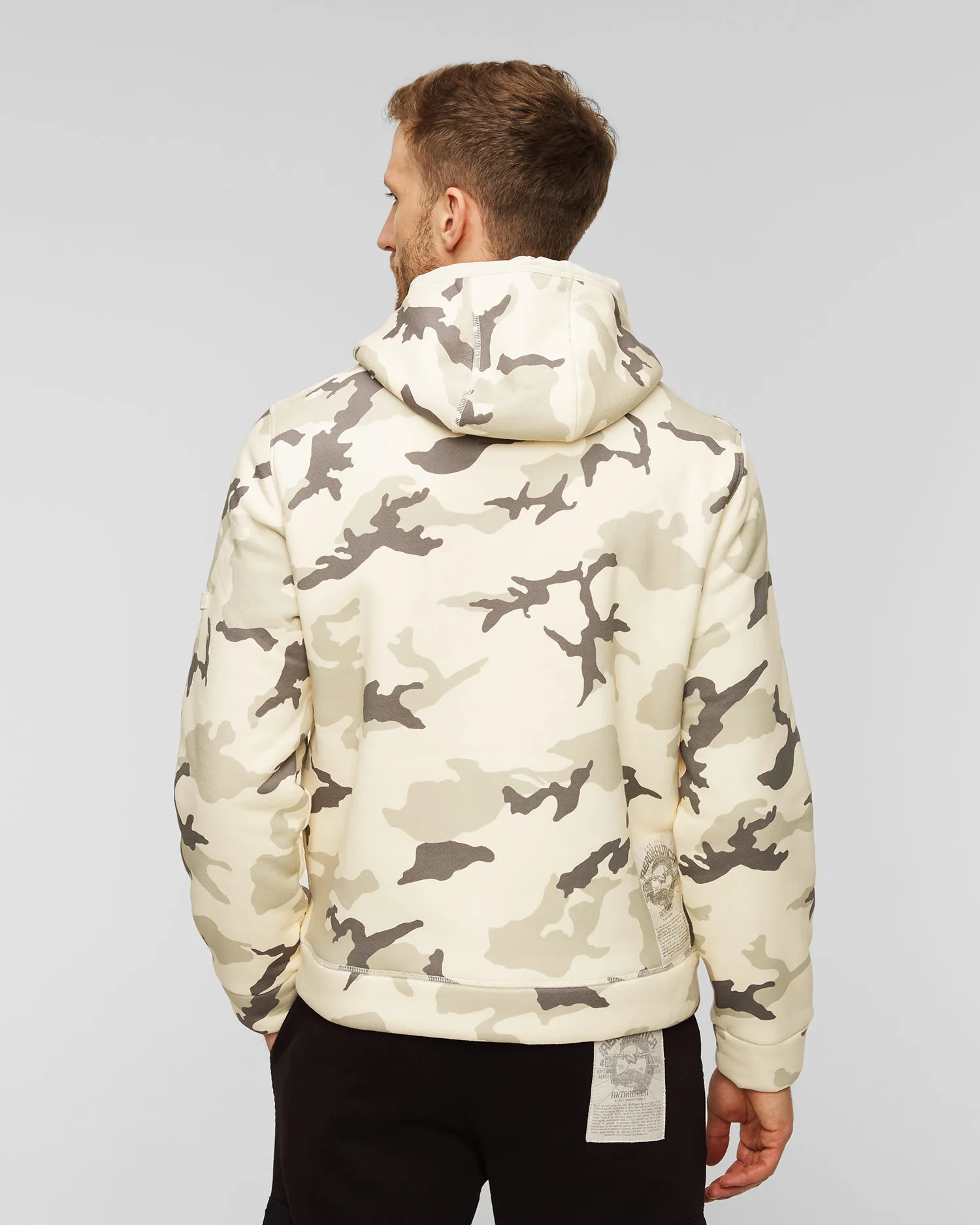 Felpa beige da uomo con cappuccio Aeronautica Militare 232af461f529-94409