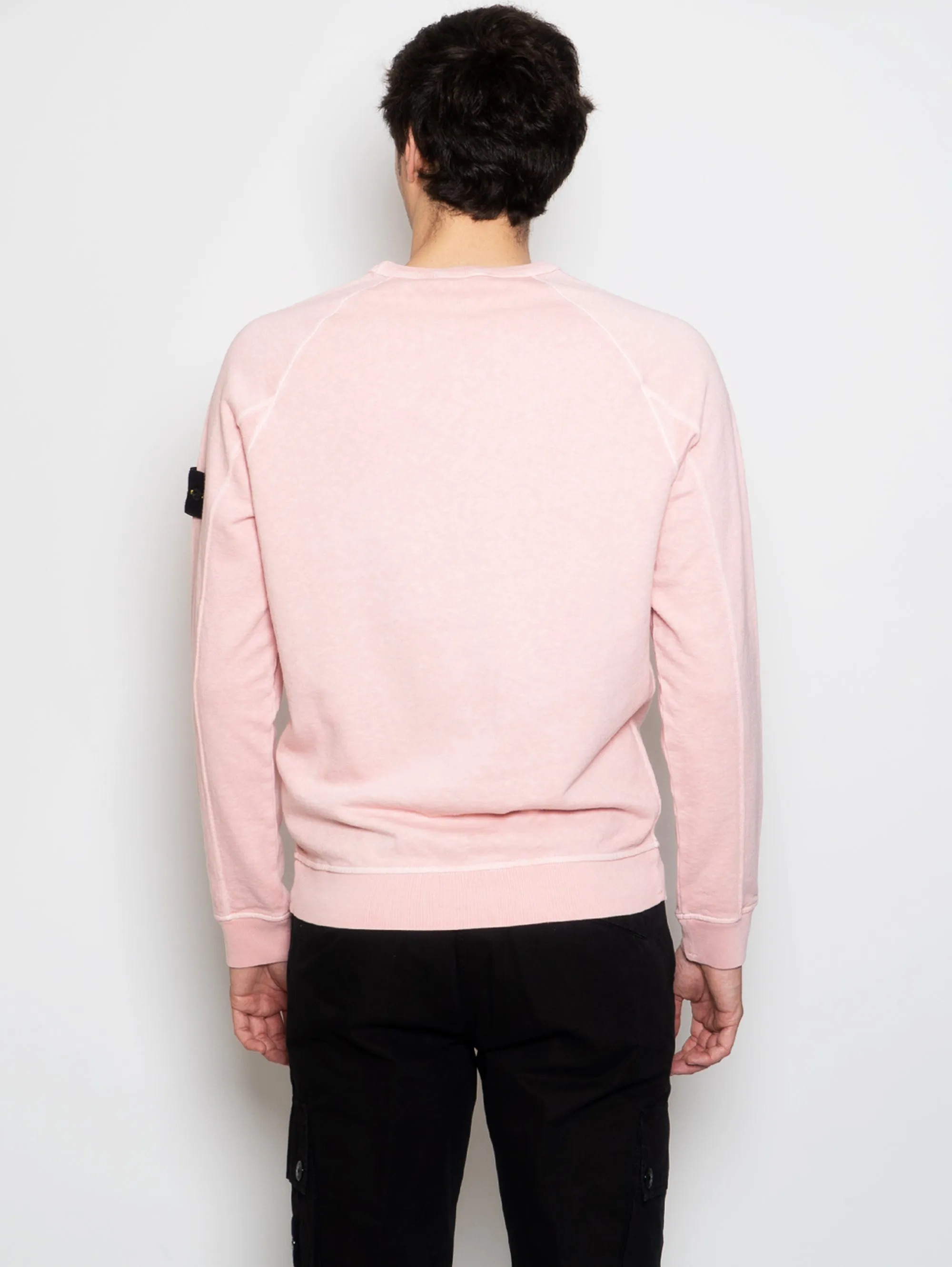 Felpa Girocollo Effetto Old in Cotone Malfilé Rosa