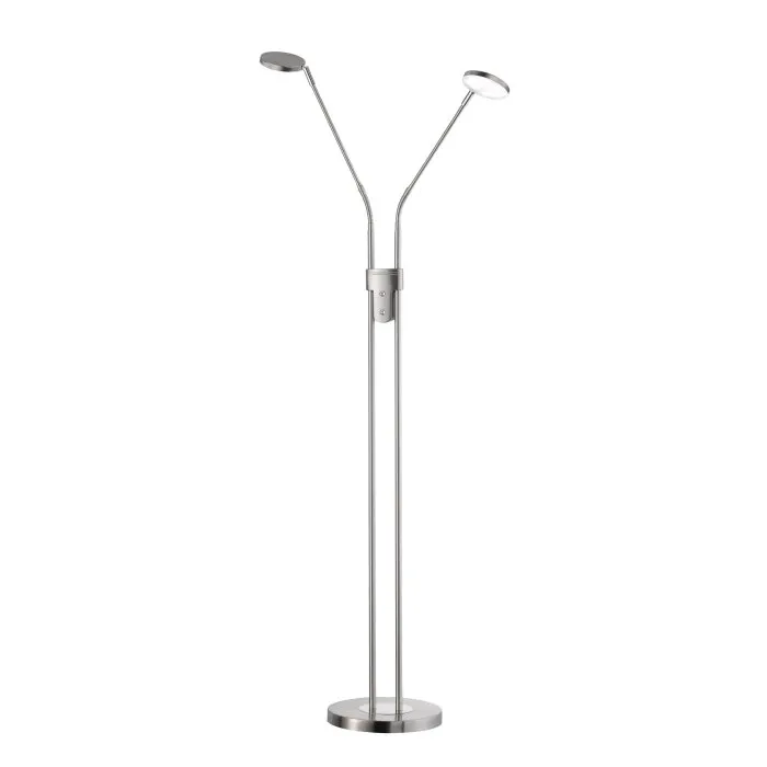 FHL easy Luna Lampada da terra LED Nichel opaco, 2-Luci