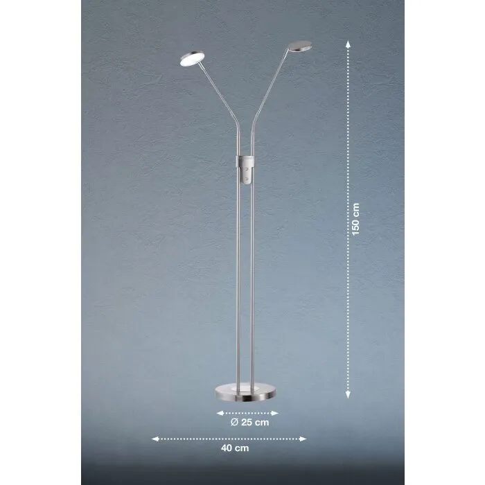 FHL easy Luna Lampada da terra LED Nichel opaco, 2-Luci