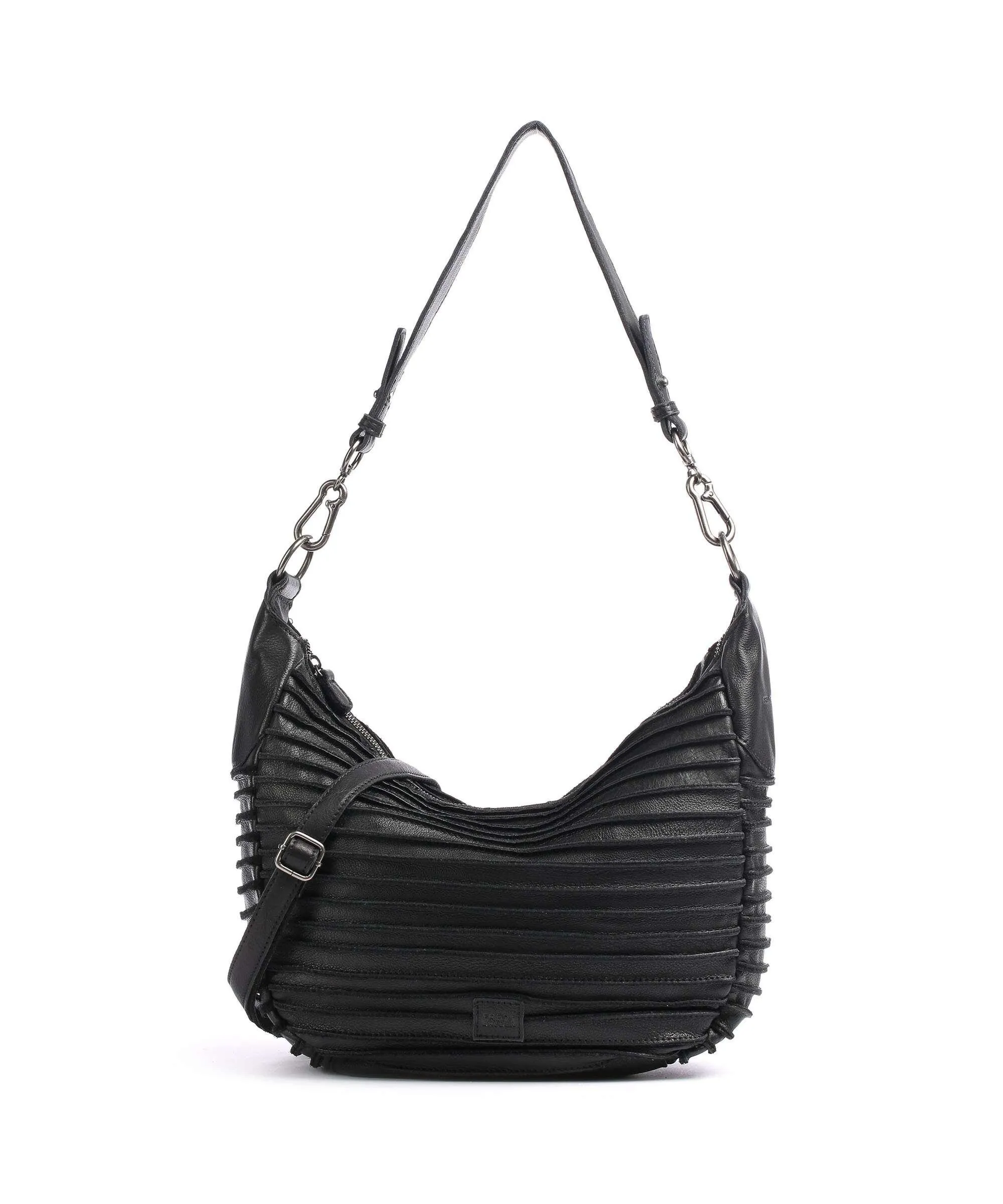  FredsBruder Bestseller Riffel Flowow Borsa hobo pelle di vacchetta grana nero  