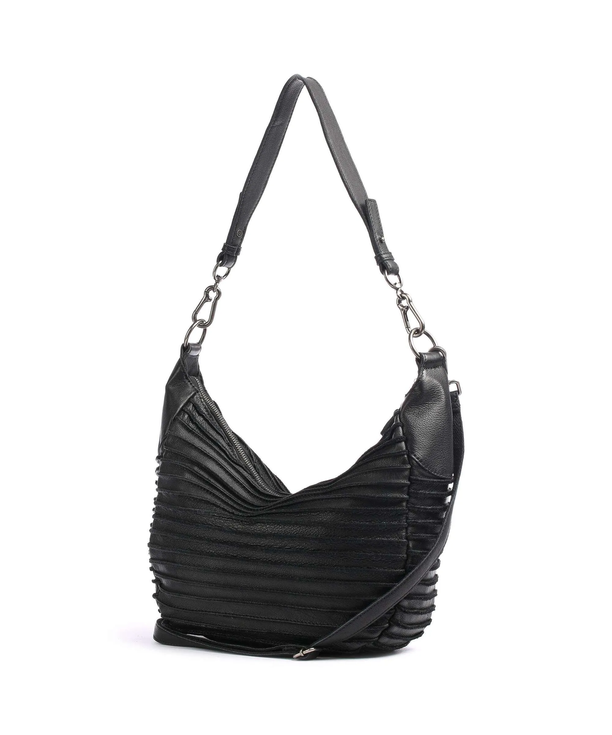  FredsBruder Bestseller Riffel Flowow Borsa hobo pelle di vacchetta grana nero  