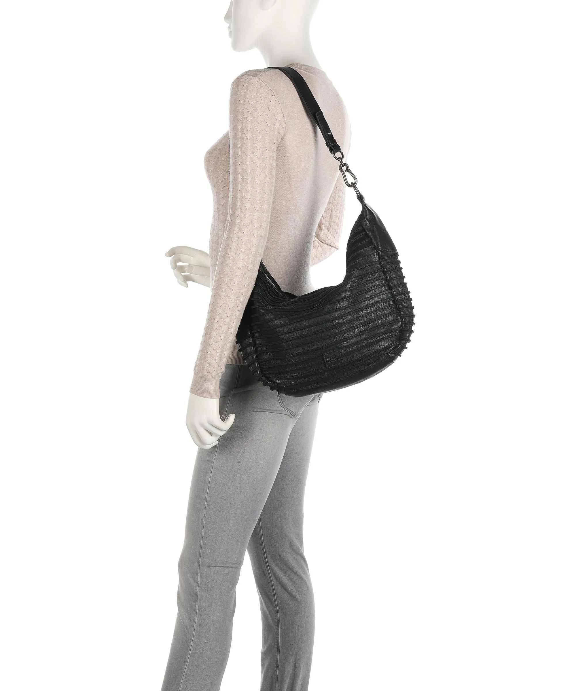  FredsBruder Bestseller Riffel Flowow Borsa hobo pelle di vacchetta grana nero  