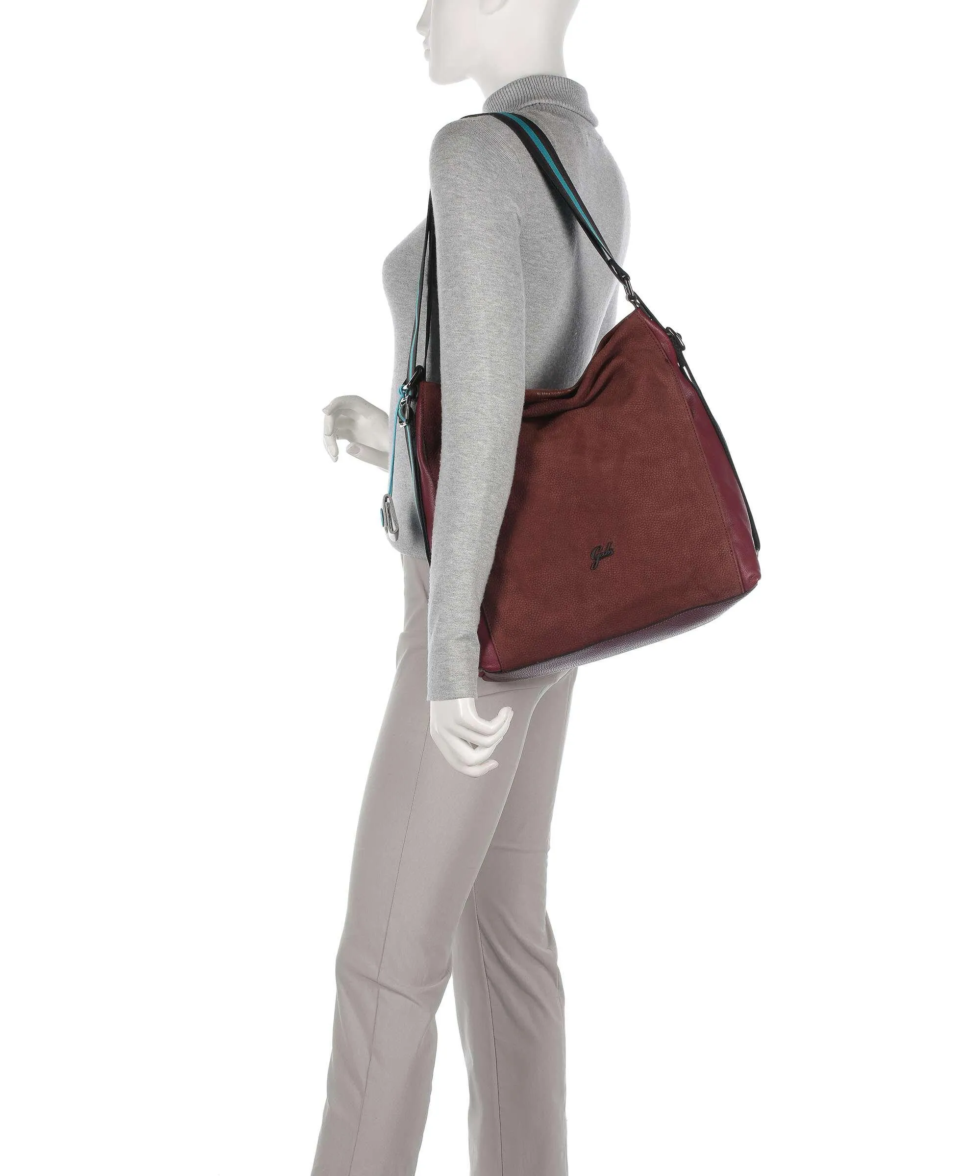  Gabs Aissa Borsa hobo pelle di vitello grana, pelle di vitello ruvida rosso bordò  