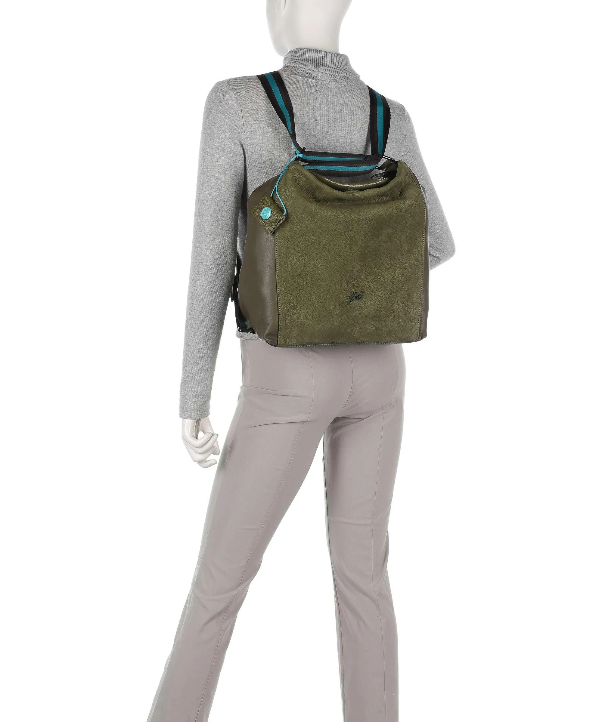  Gabs Aissa Borsa hobo pelle di vitello grana, pelle di vitello ruvida verde-oliva  