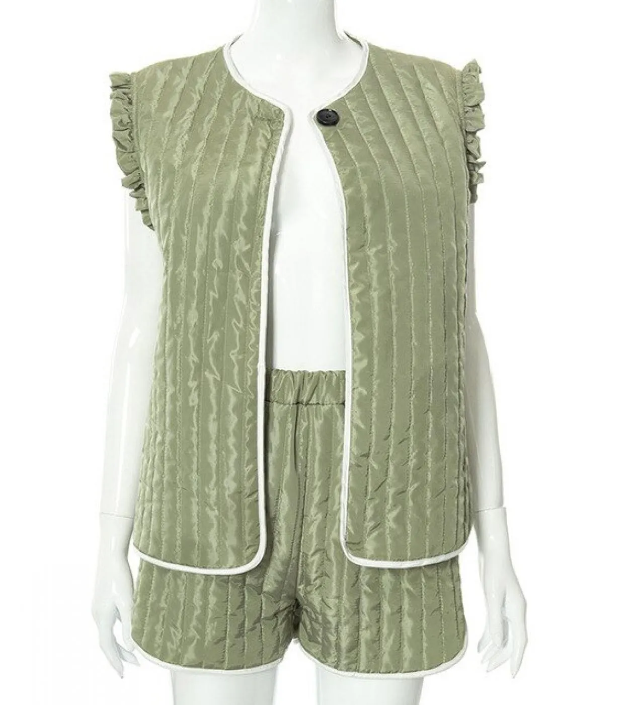 Gacvga Streetwear Gilet imbottito Top e pantaloncini Tute Donna Autunno Inverno Tuta Due pezzi Completi coordinati Abiti da donn