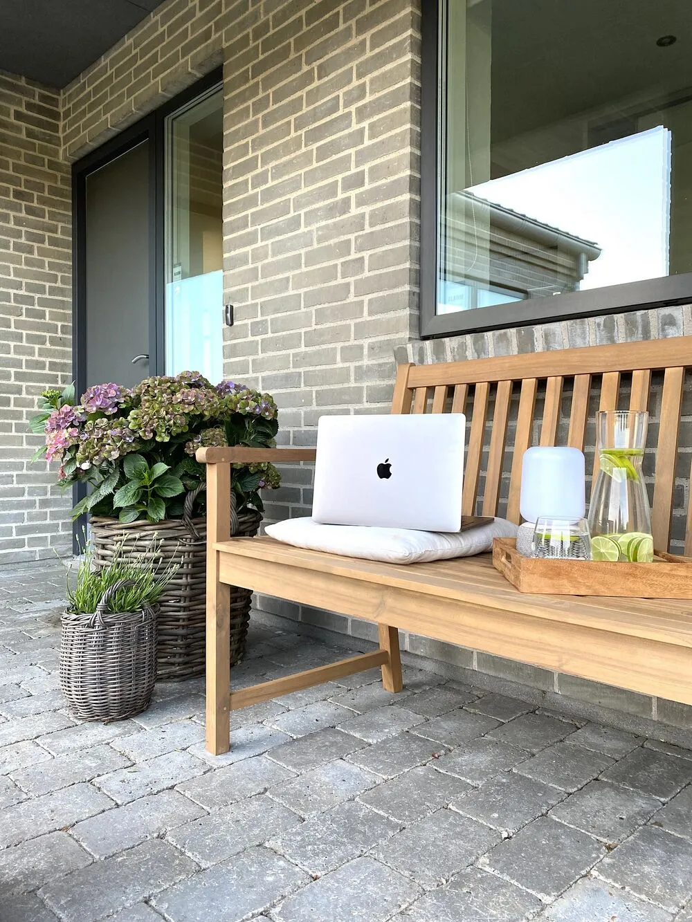 Garden Bench with Cushion VIVARA 160 cm Certified Acacia Wood Navy Blue