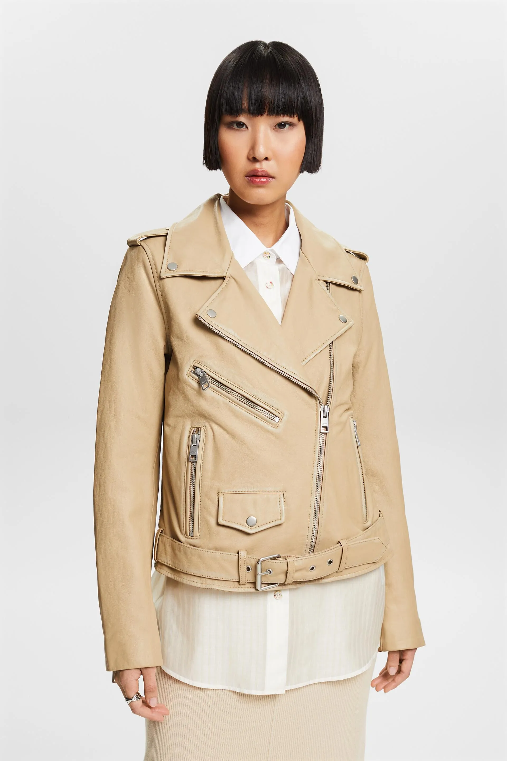Giacca biker in pelle