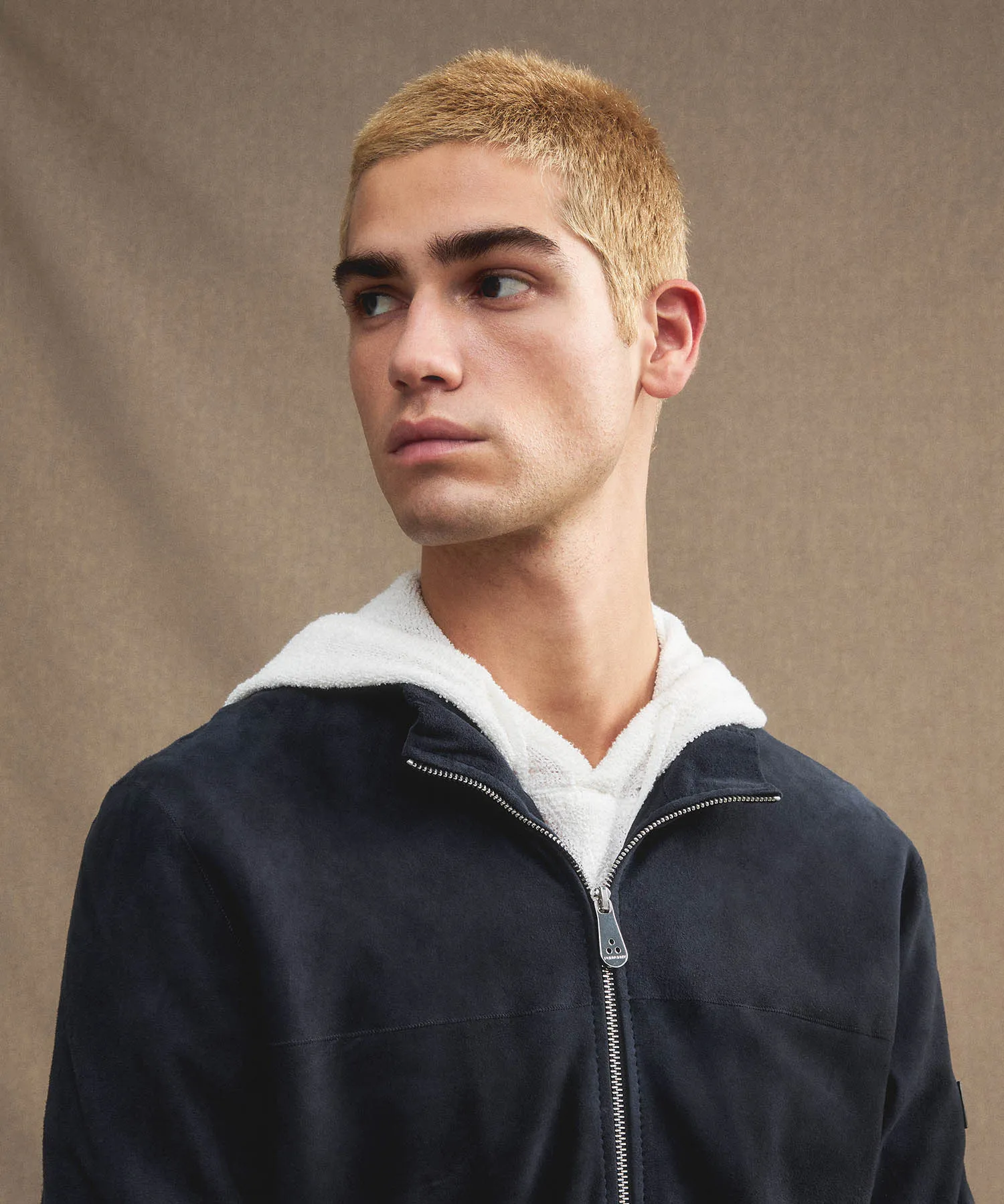 Giacca bomber in pelle scamosciata