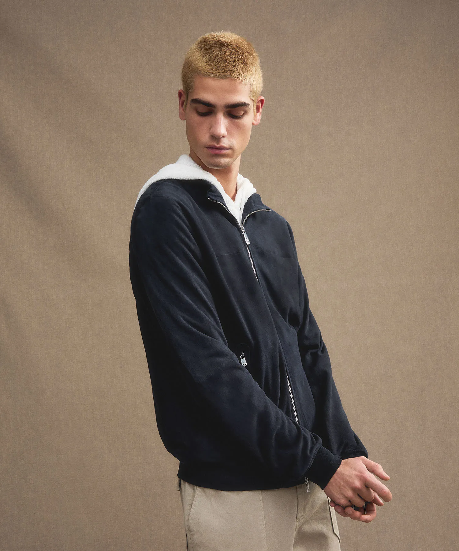 Giacca bomber in pelle scamosciata