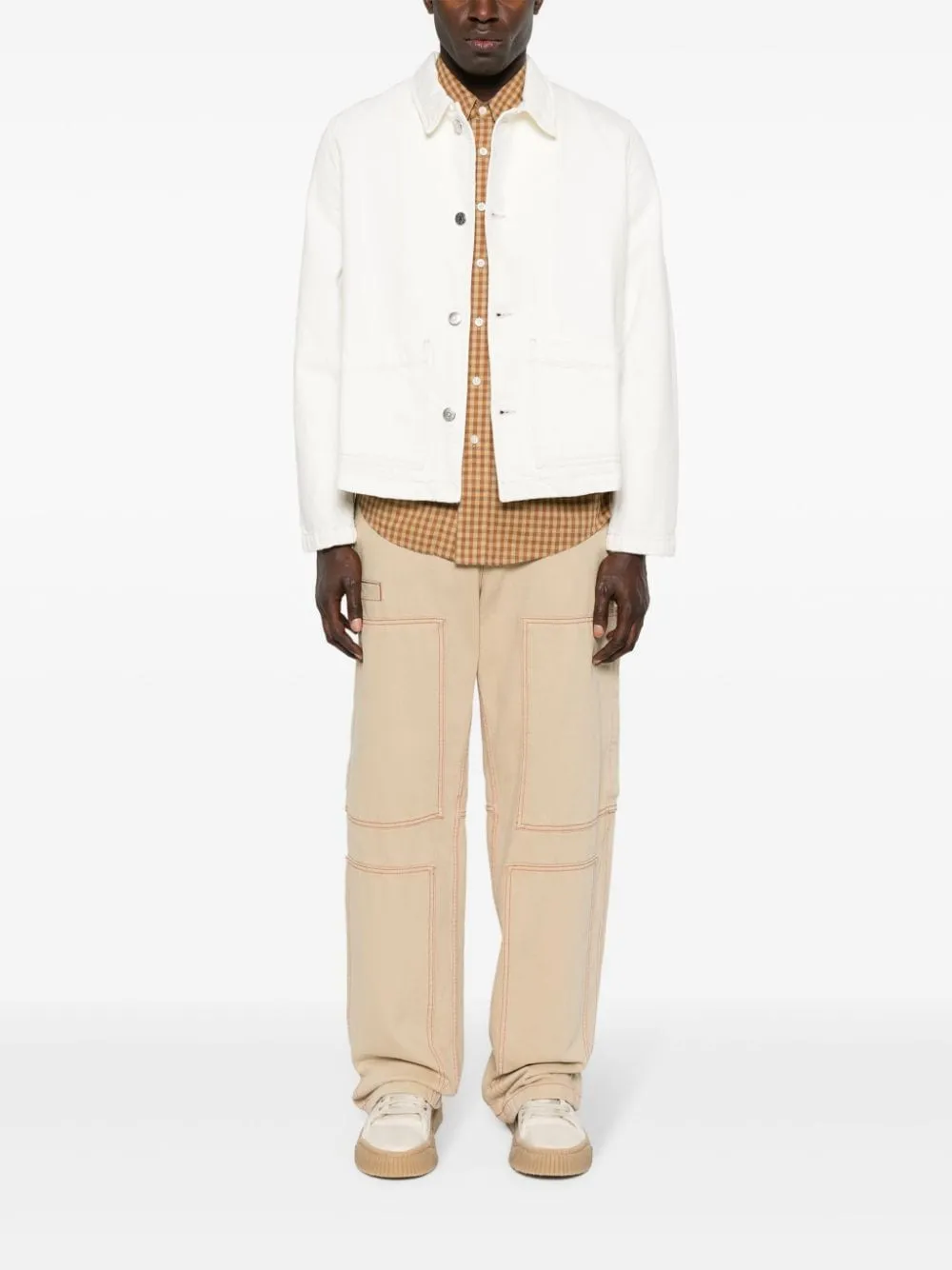 Giacca-camicia denim in bianco - uomo