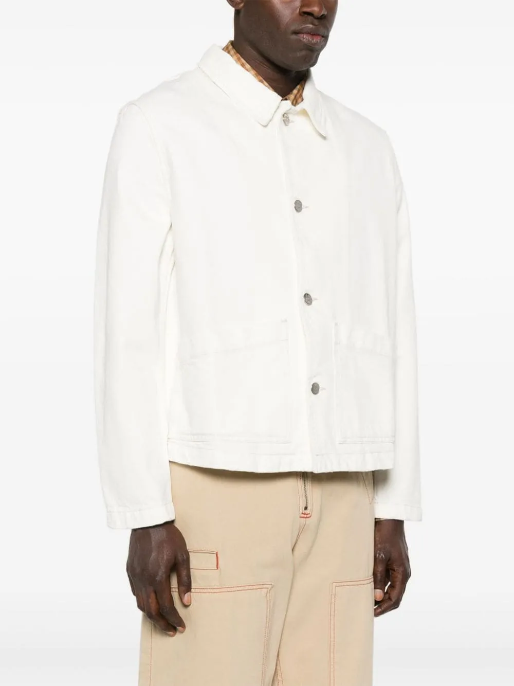 Giacca-camicia denim in bianco - uomo
