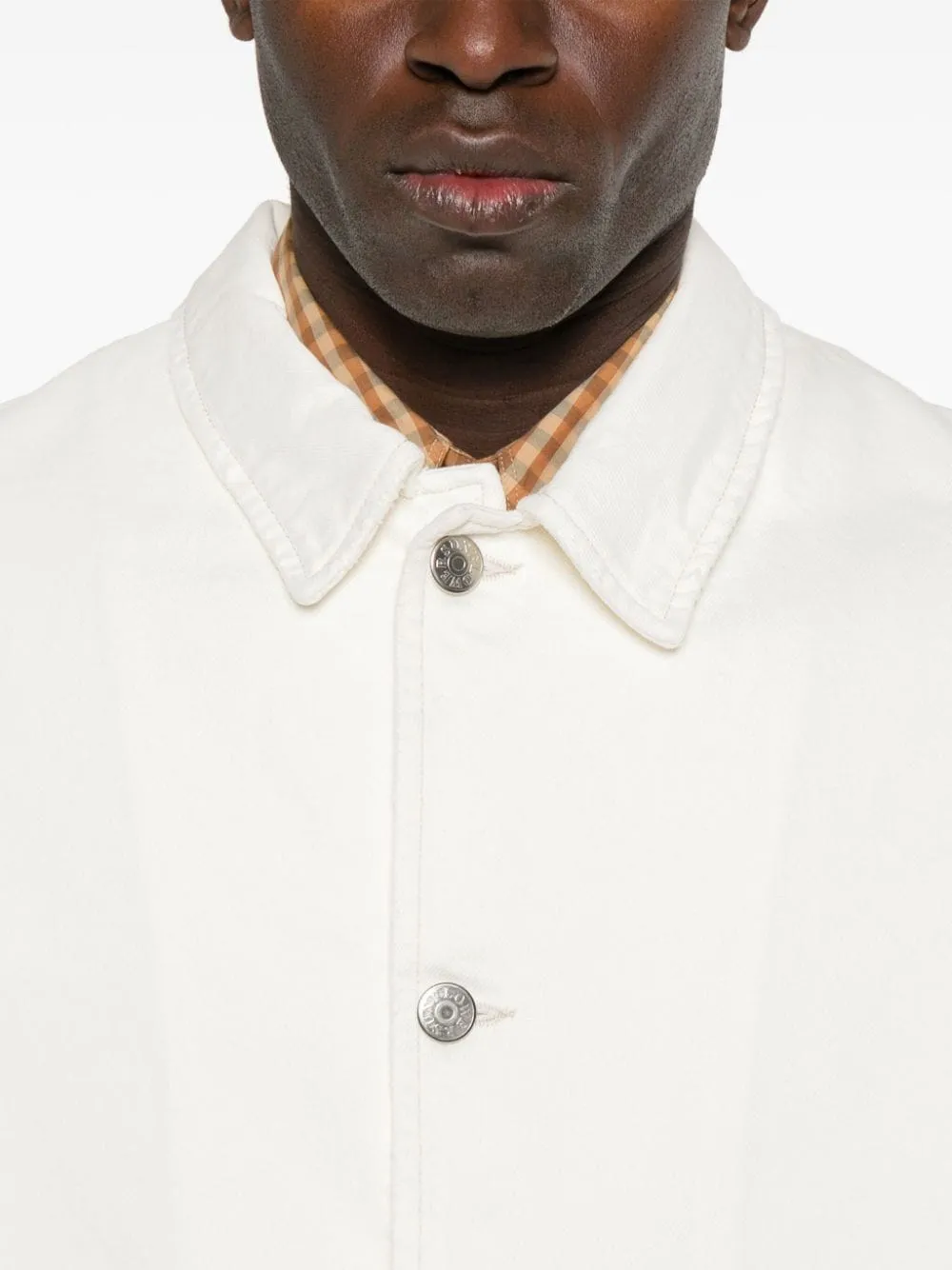 Giacca-camicia denim in bianco - uomo