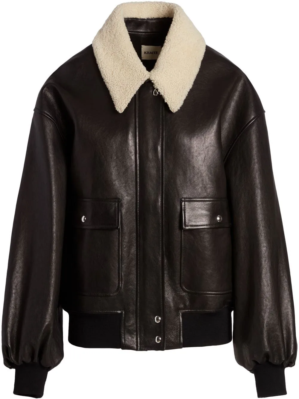 Giacca con bordo in shearling in nero - khaite- donna