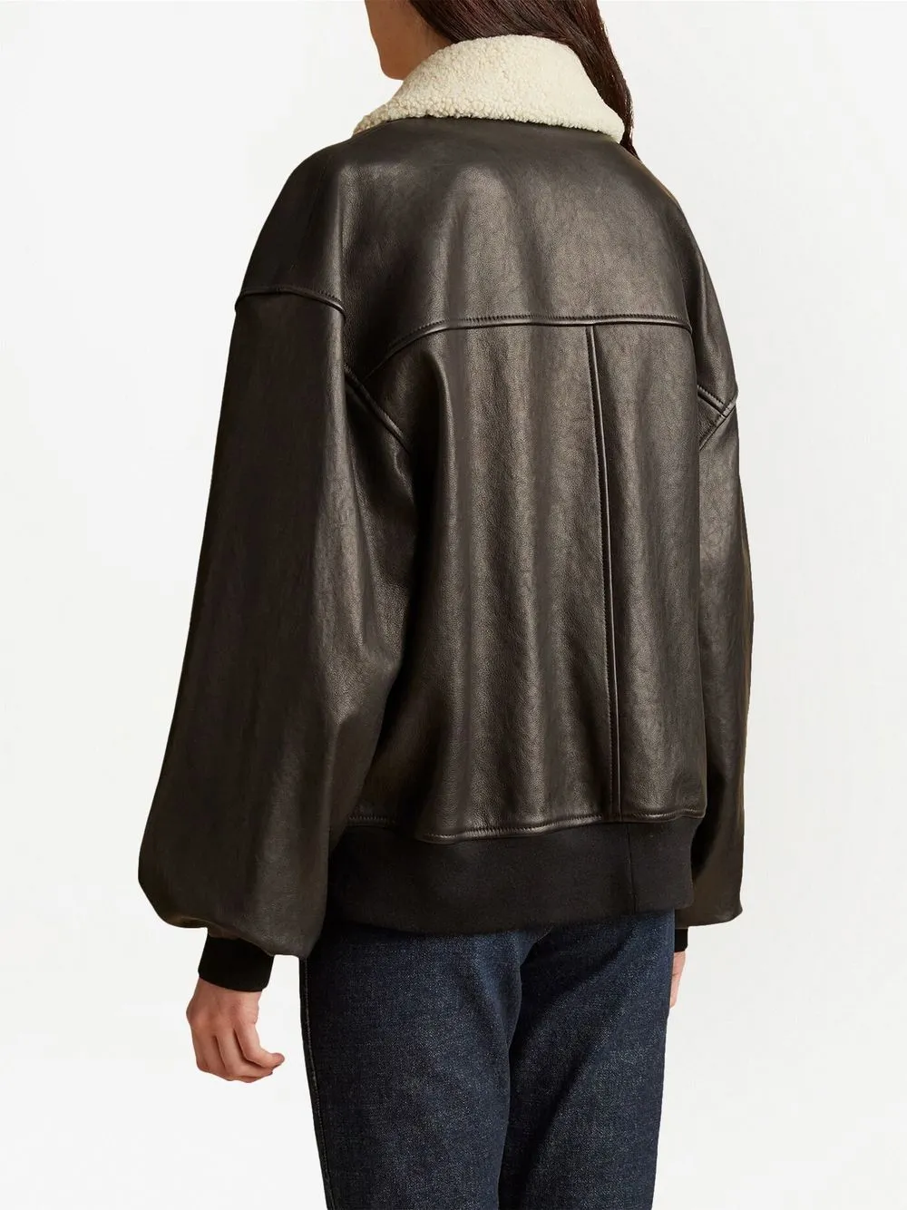 Giacca con bordo in shearling in nero - khaite- donna