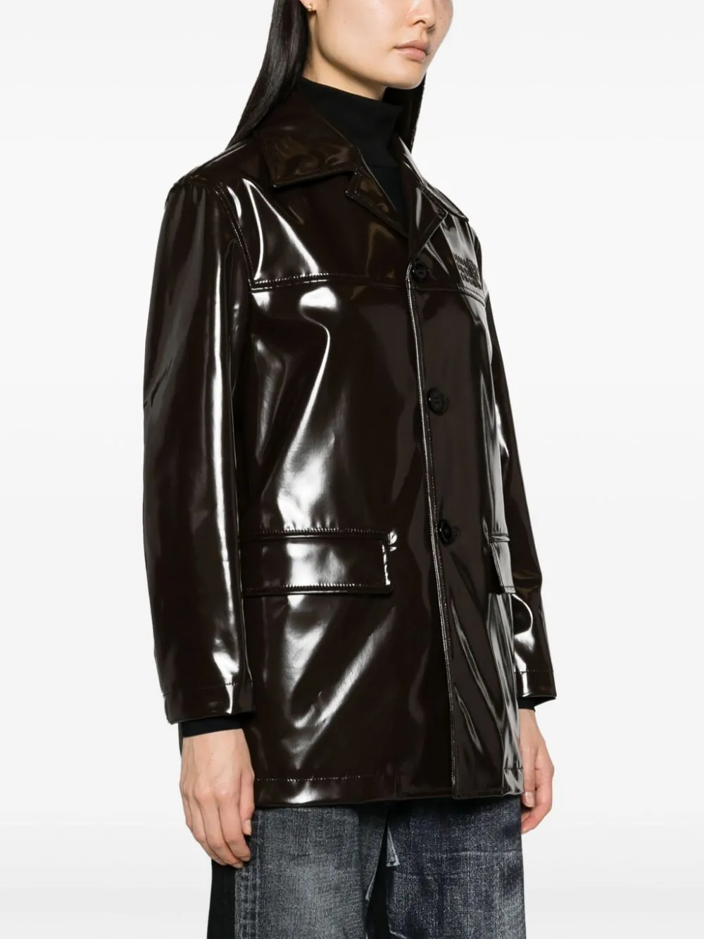 Giacca con effetto glossy in marrone - donna
