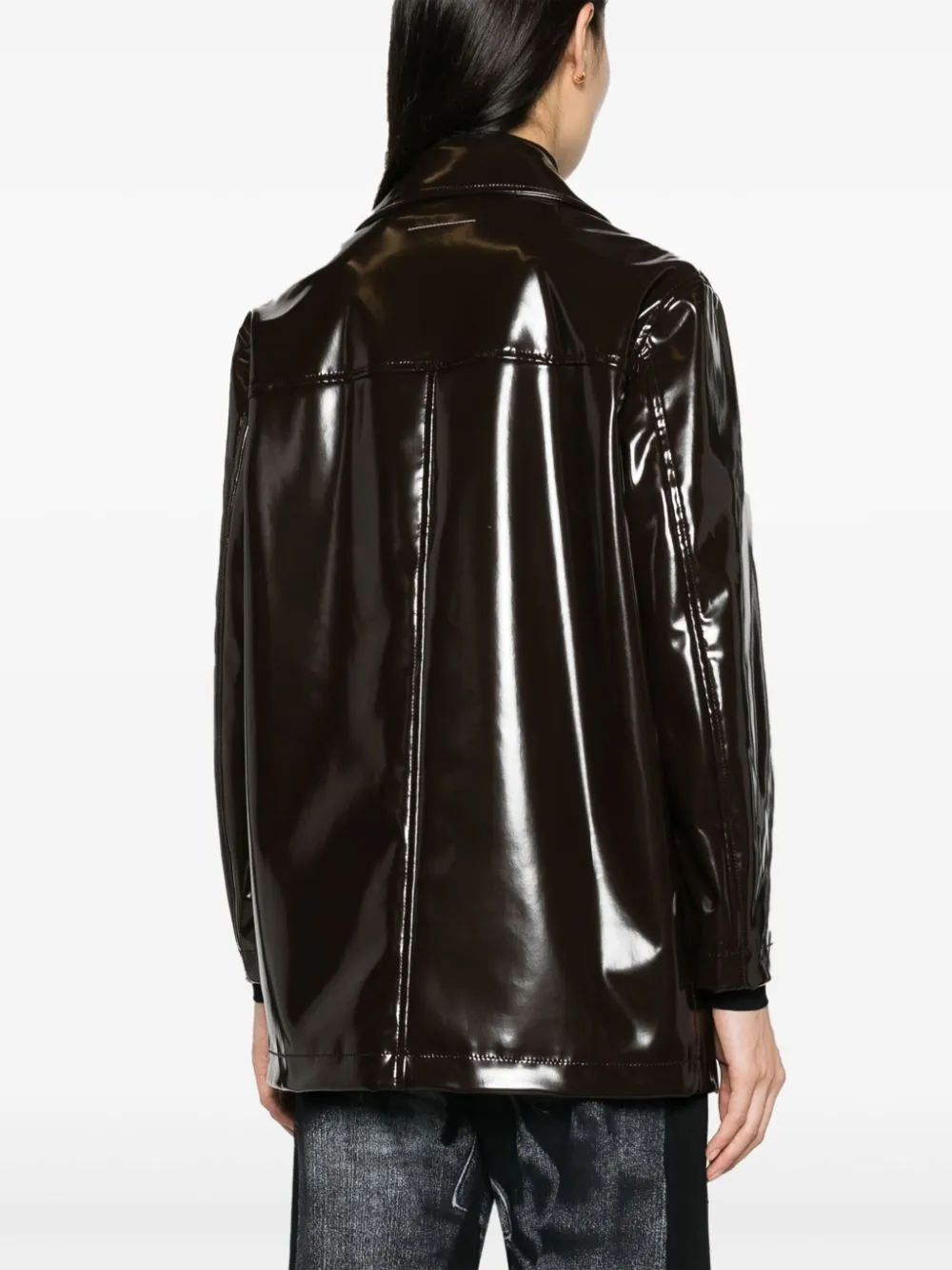 Giacca con effetto glossy in marrone - donna