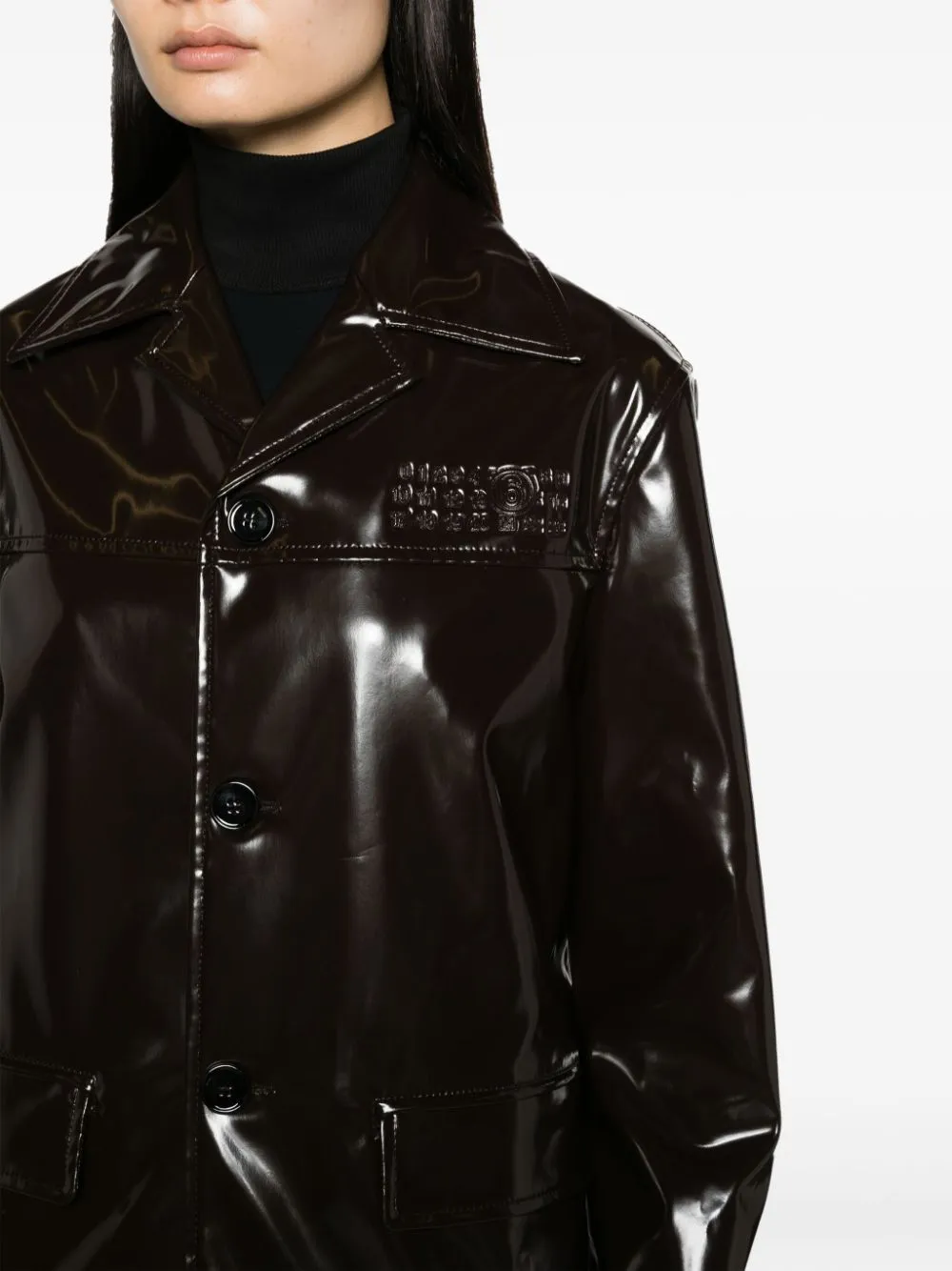 Giacca con effetto glossy in marrone - donna