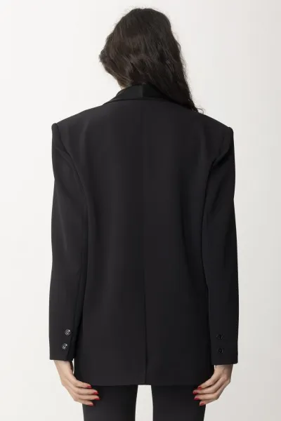 Giacca con revers in satin Nero