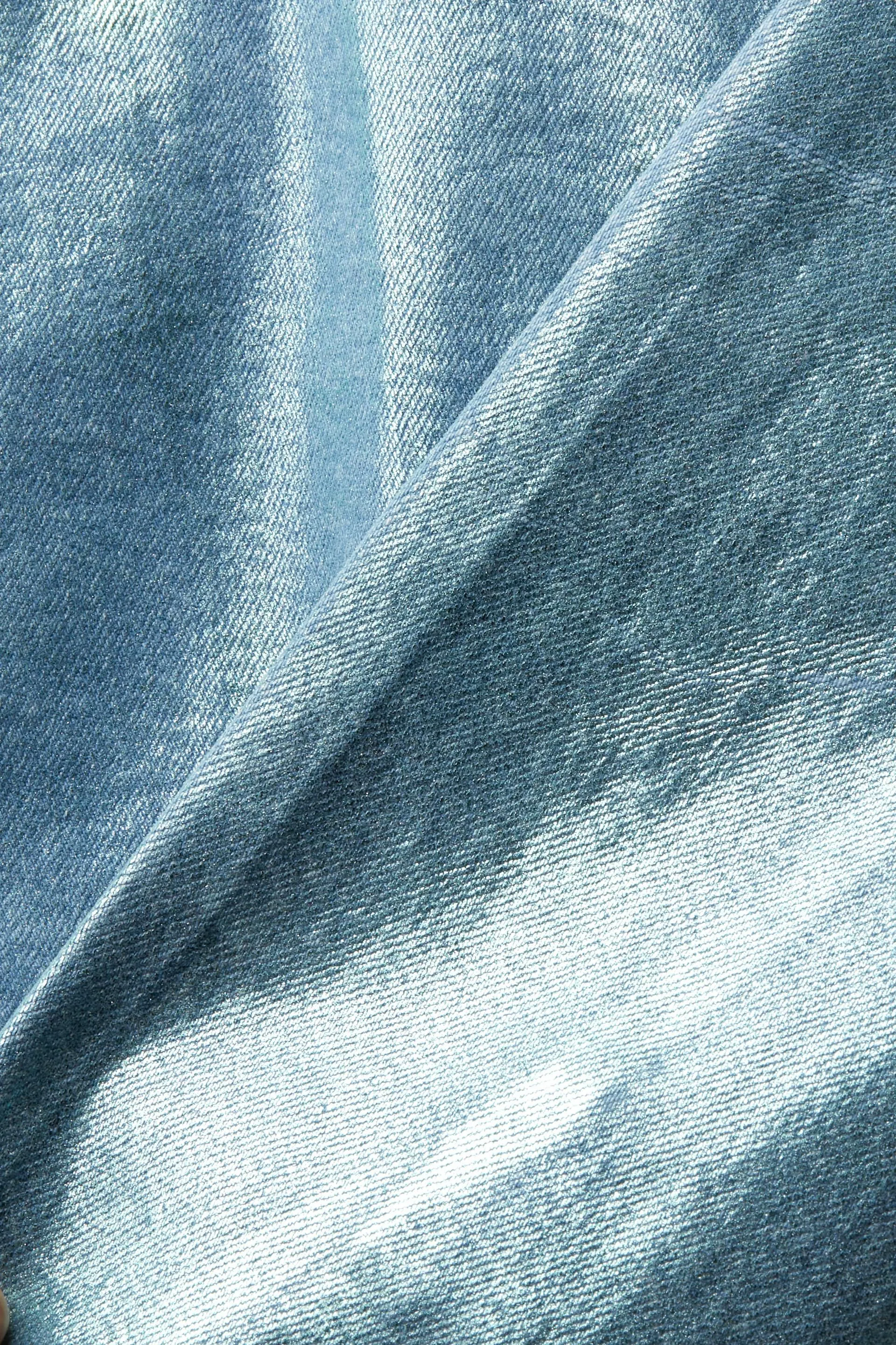 Giacca cropped in denim metallizzato