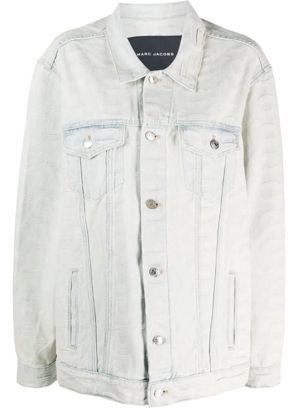 Giacca denim con monogramma in azzurro - donna