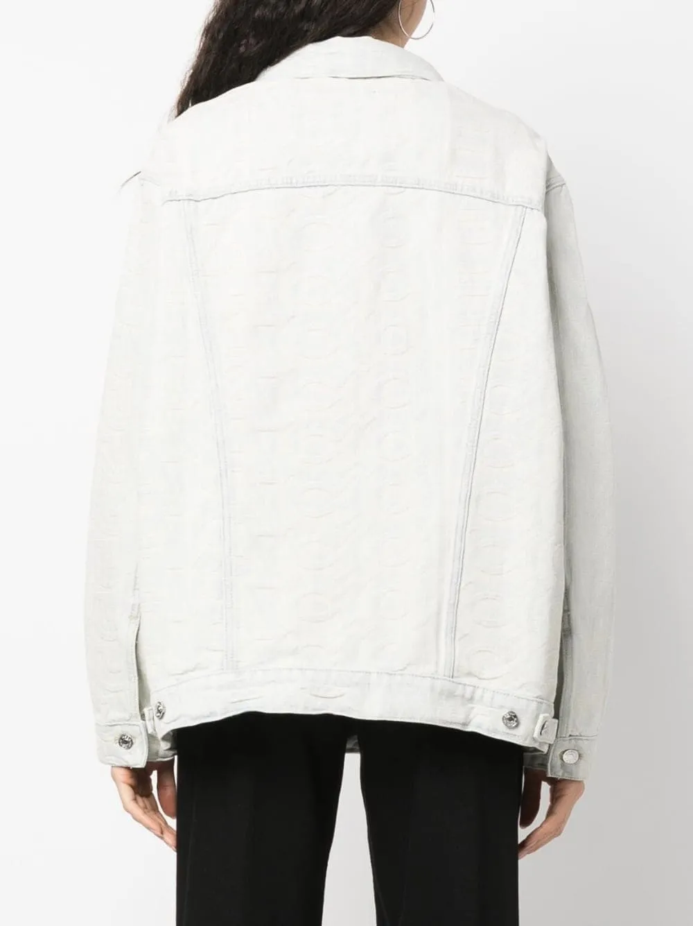 Giacca denim con monogramma in azzurro - donna