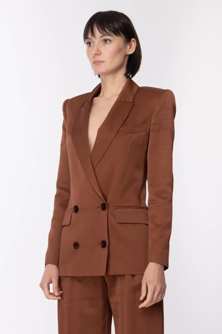 Giacca doppiopetto in satin Dark Chocolate