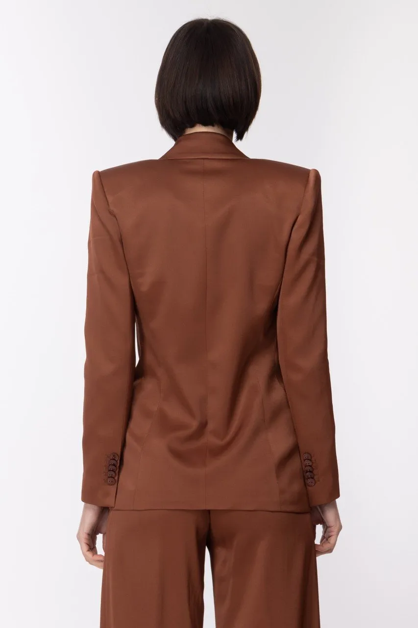Giacca doppiopetto in satin Dark Chocolate