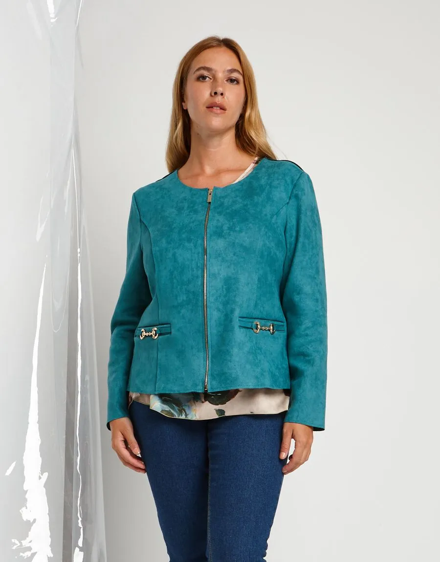 Giacca in ecosuede con dettagli oro