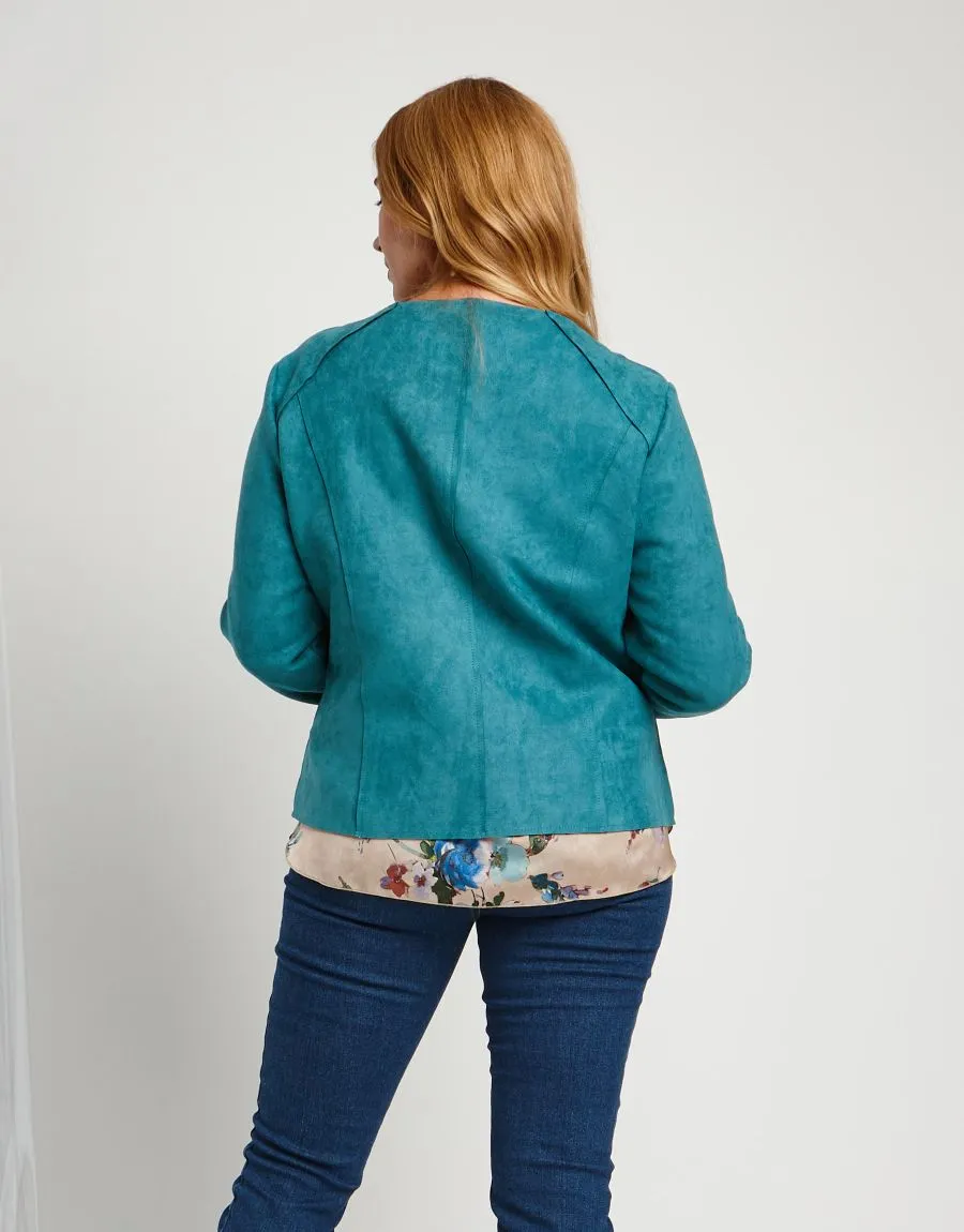 Giacca in ecosuede con dettagli oro