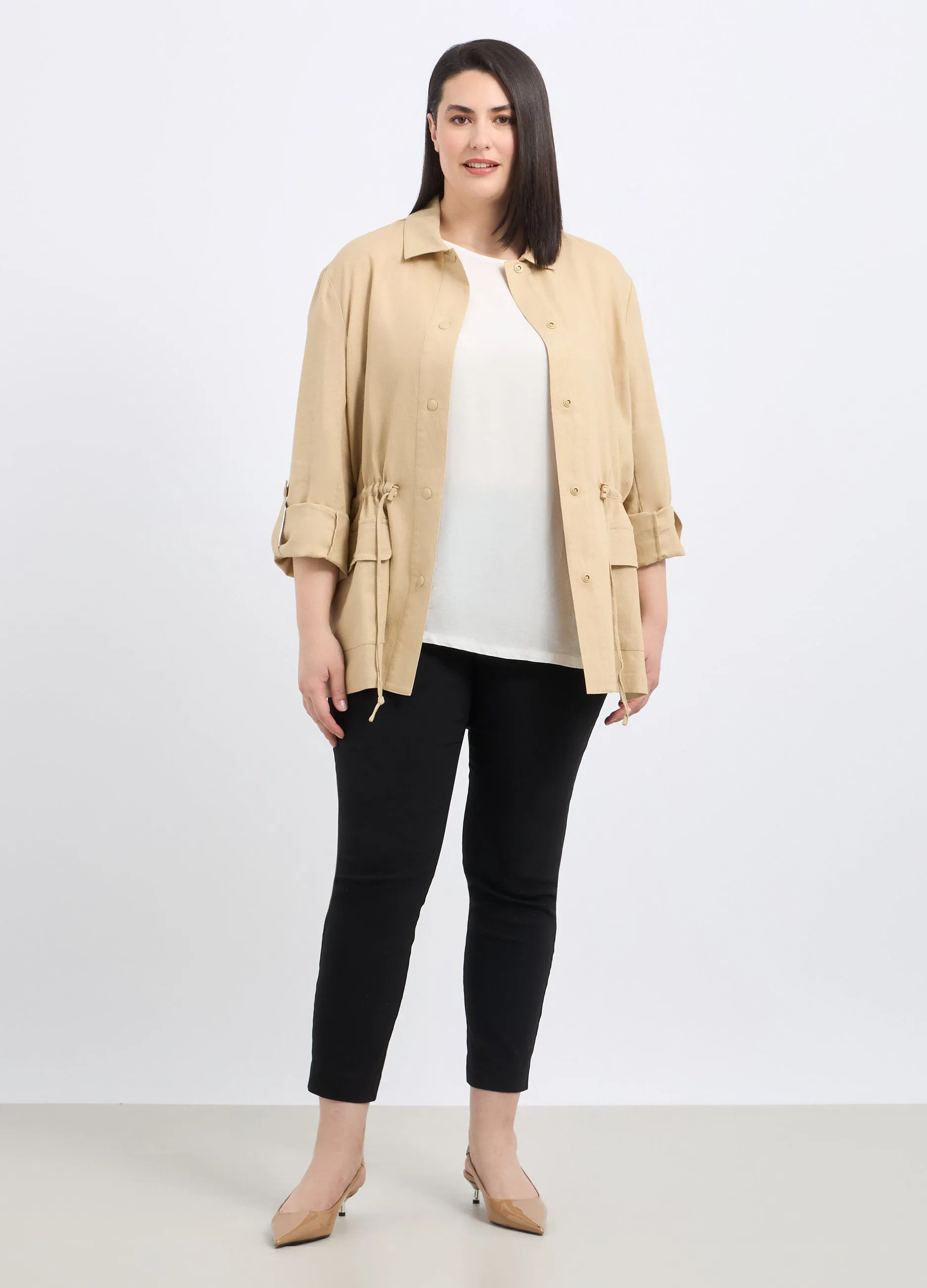 Giacca in misto lino donna curvy