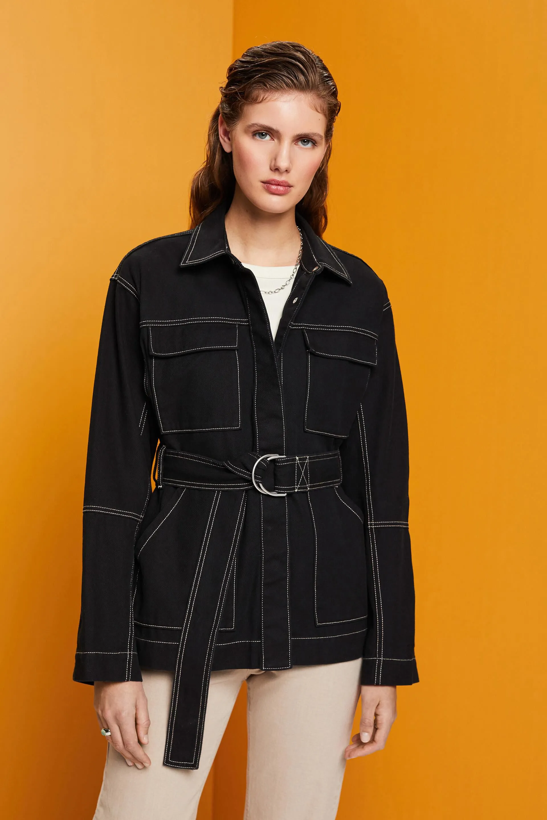 Giacca in twill con cintura