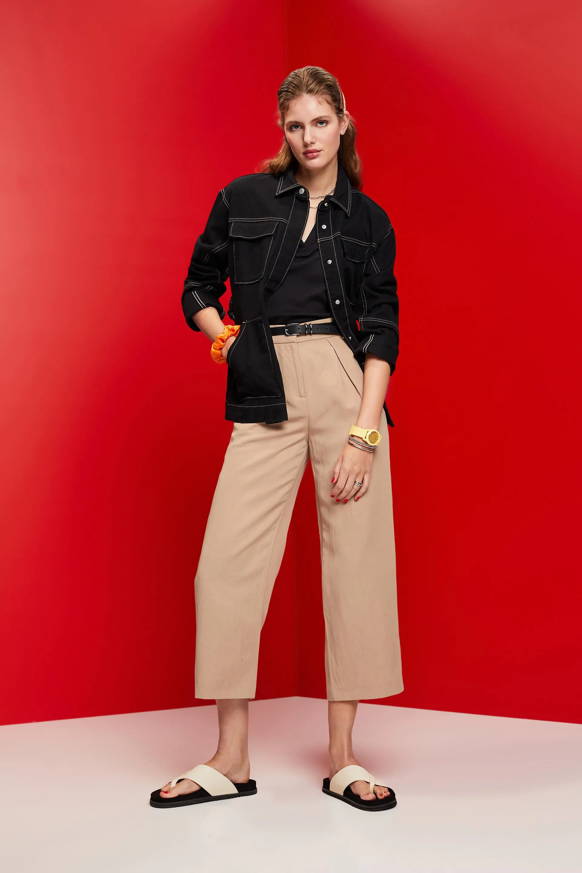 Giacca in twill con cintura