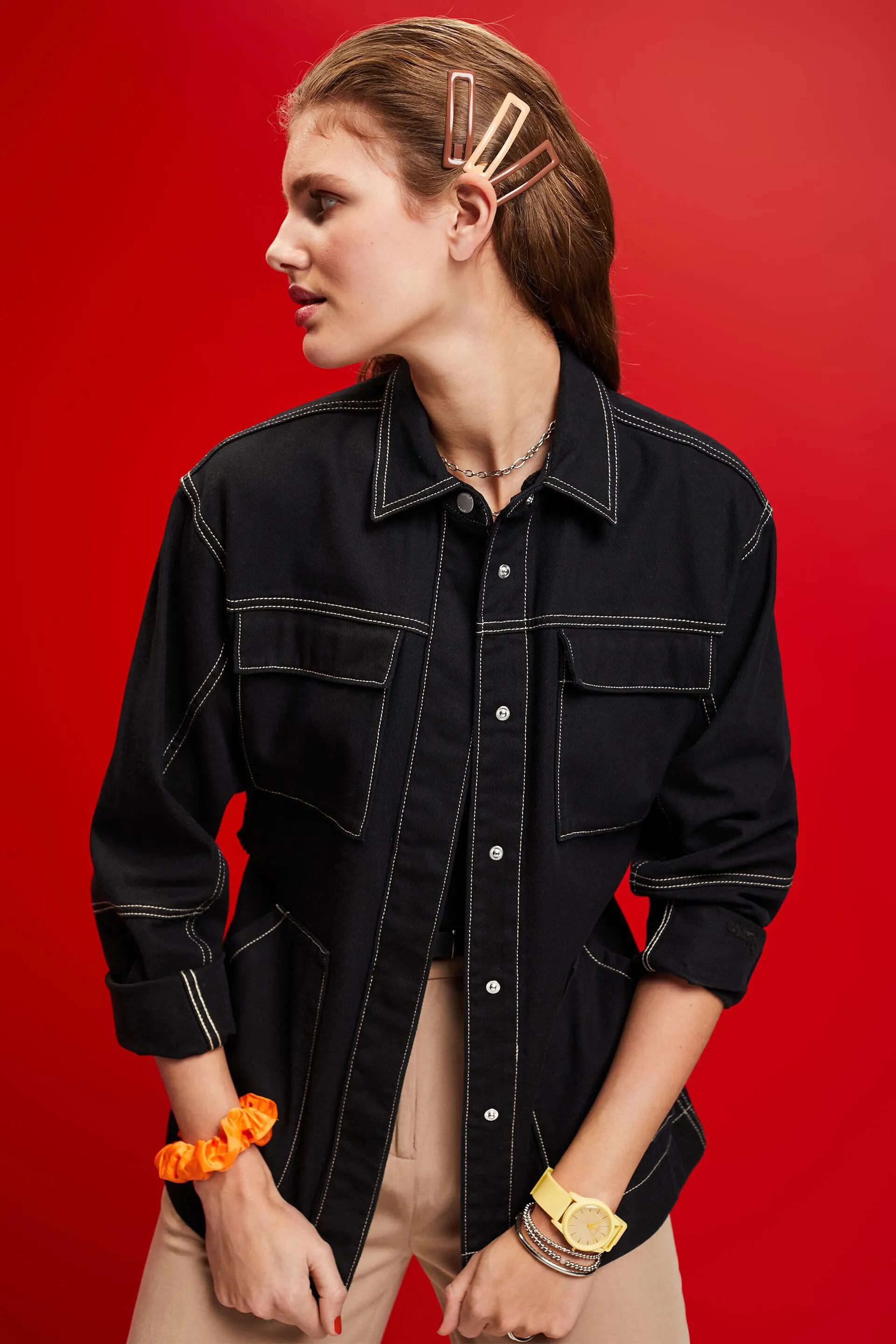 Giacca in twill con cintura