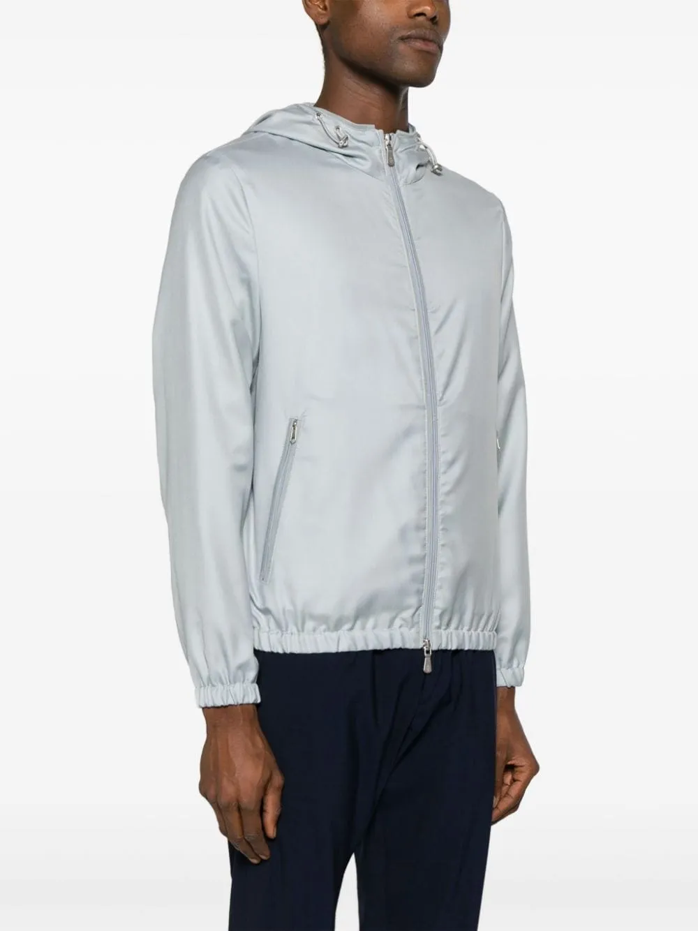 Giacca leggera con cappuccio in azzurro - uomo