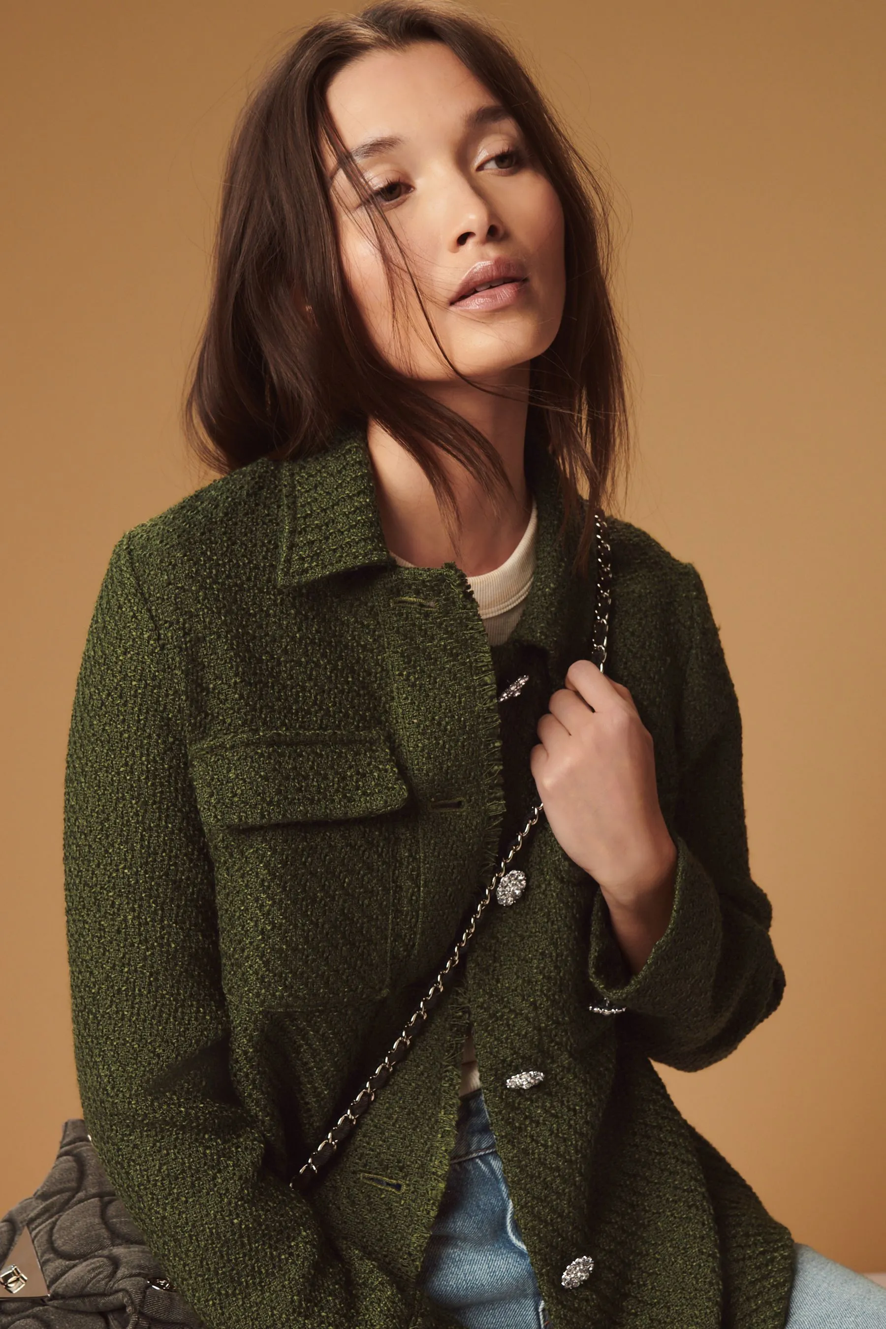 Giacca stile camicia in bouclé