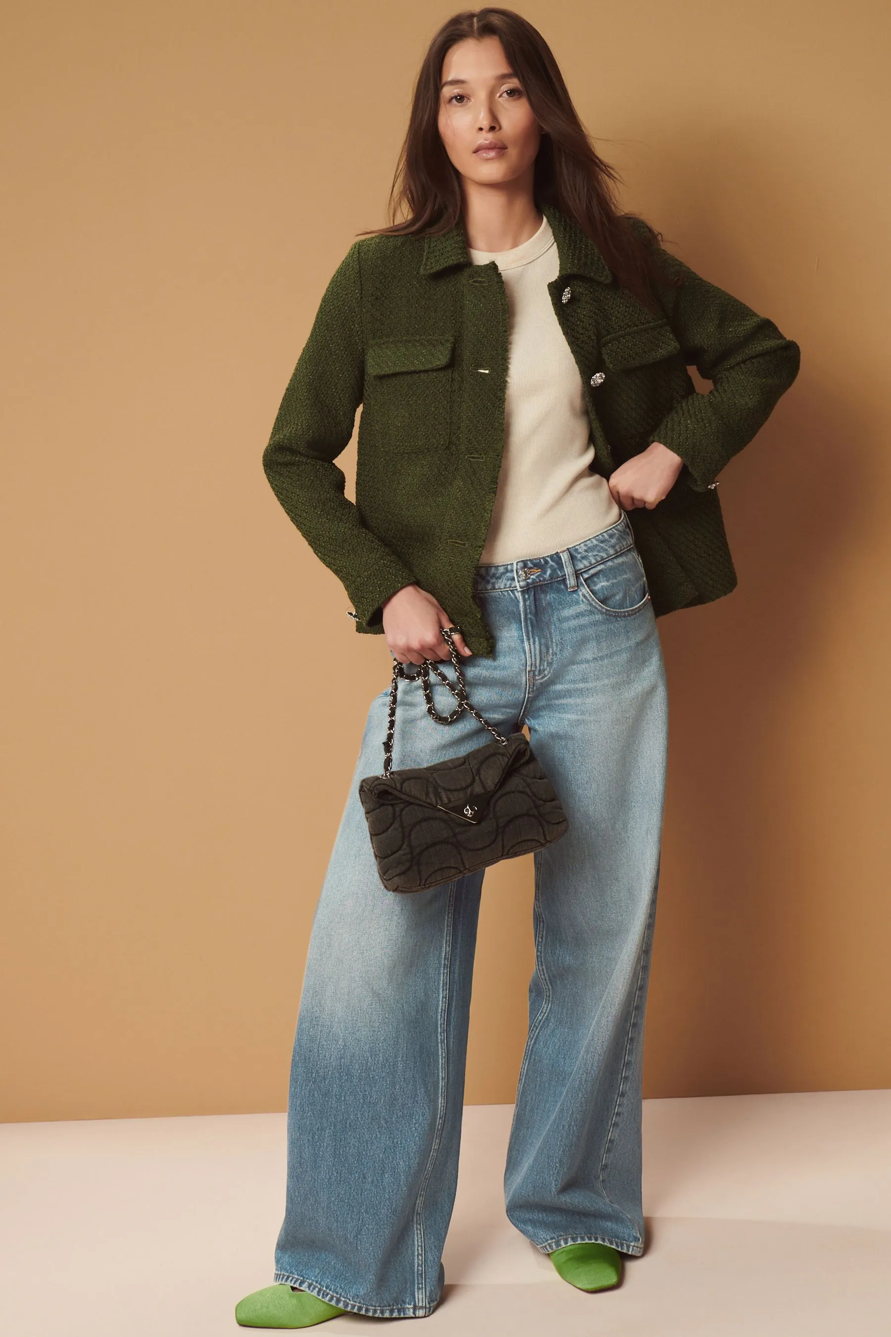 Giacca stile camicia in bouclé