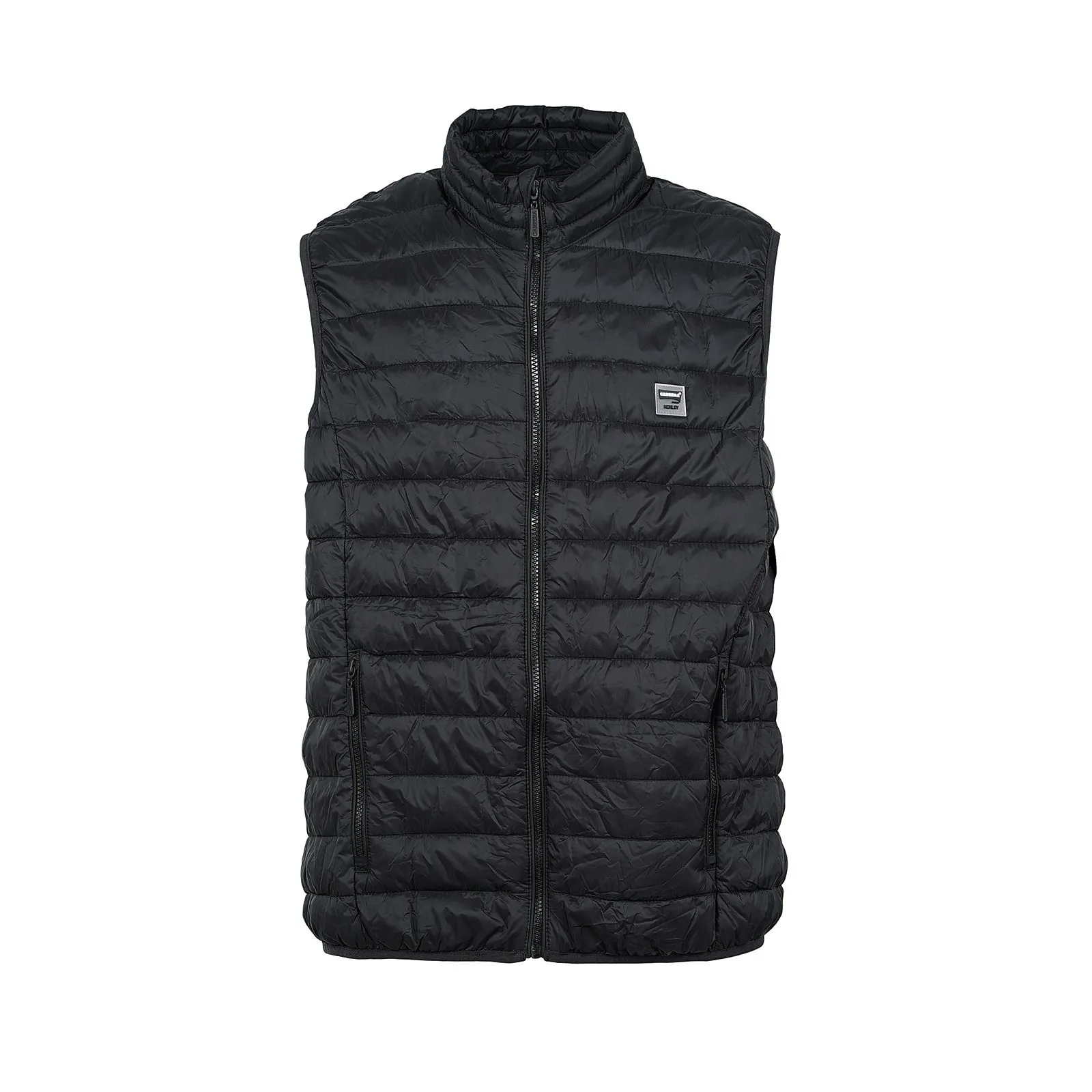 Gilet imbottito nero con tasche e zip