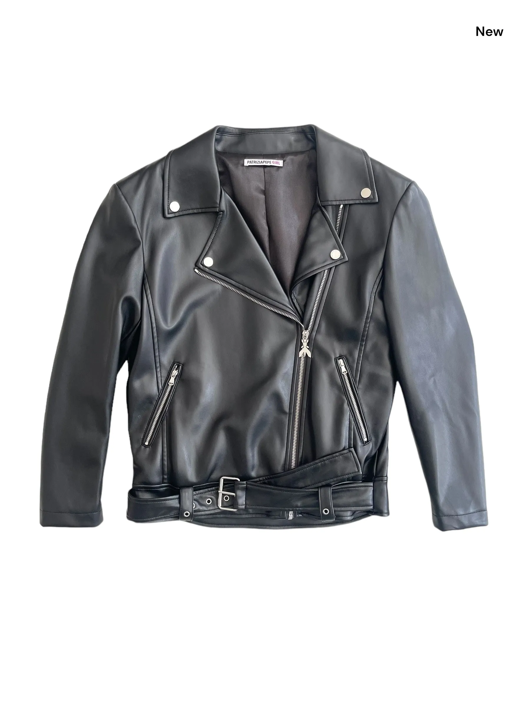 Giubbino biker nero in eco pelle per bambina