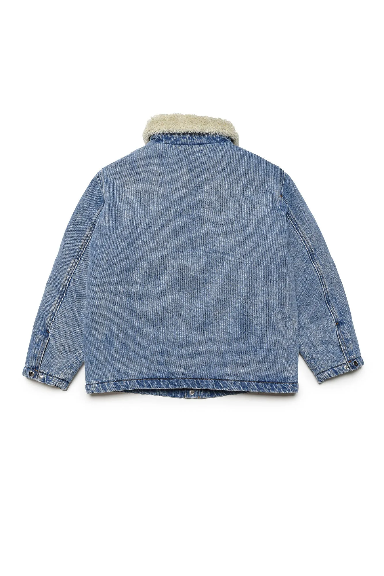 Giubbino in denim chiaro con fiori ricamati e patch per bambina