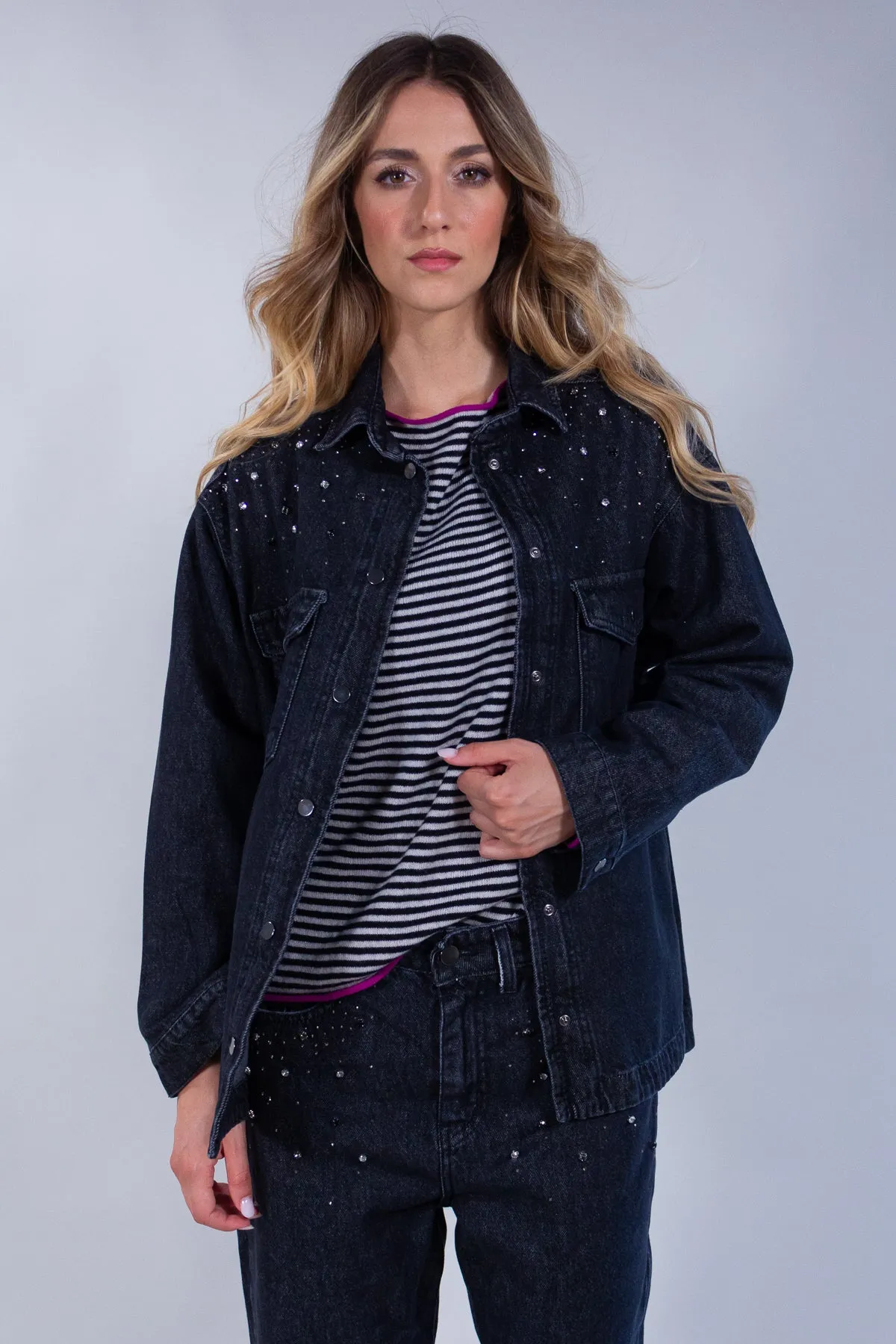 GIUBBINO JEANS NERO CASTONI**