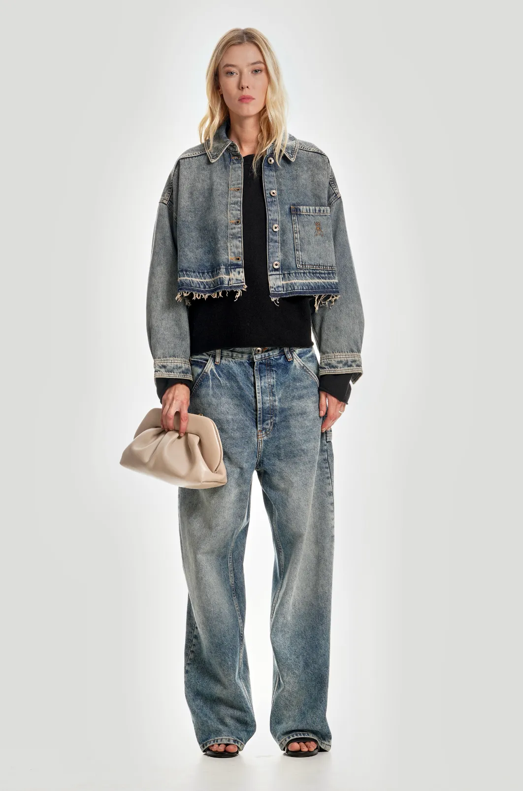 Giubbino maniche lunghe in jeans blu
