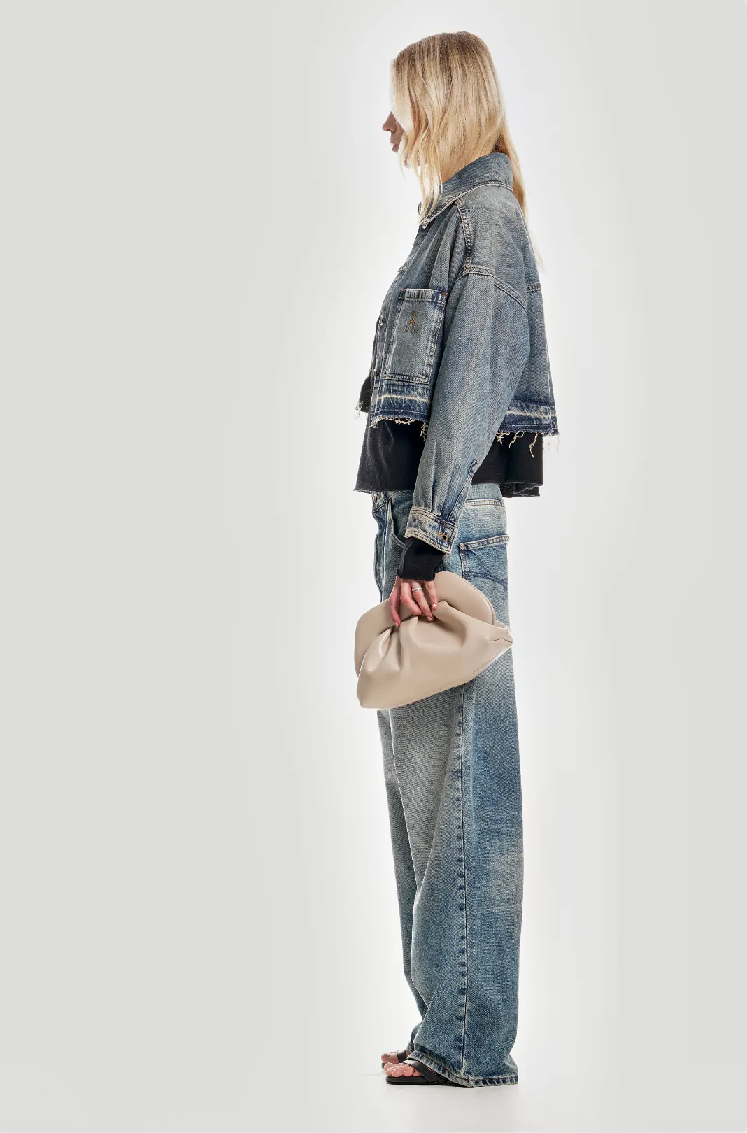 Giubbino maniche lunghe in jeans blu